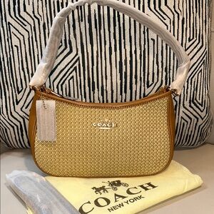 Coach Tan and Gold Shoulder Bag